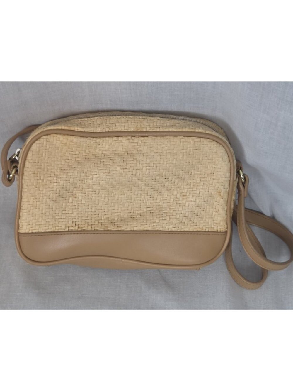 Etienne Aigner Woven Straw Crossbody Shoulder Bag Purse Tan Summer Vacation - Picture 3 of 12